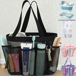 Mesh Shower Caddy 8-Pocket Large Shower Basket Tote Bag for Toiletry College Gym